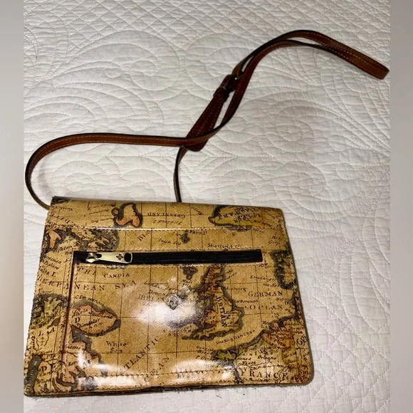 Patricia Nash Vintage Leather European Map Print Crossbody Bag - Picture 8 of 13